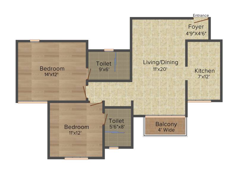 Prestige Hillside Gateway (2BHK+2T (1,189 sq ft) 1189 sq ft)