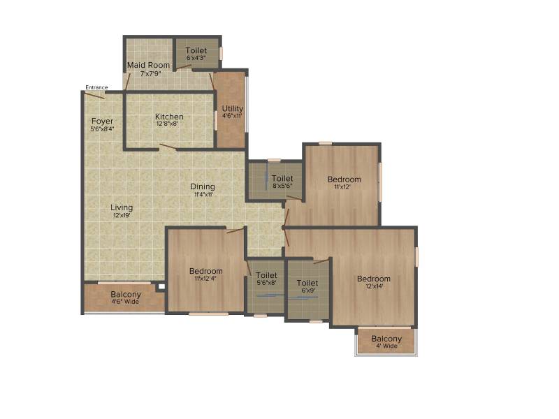 Prestige Hillside Gateway (3BHK+3T (2,016 sq ft) + Servant Room 2016 sq ft)
