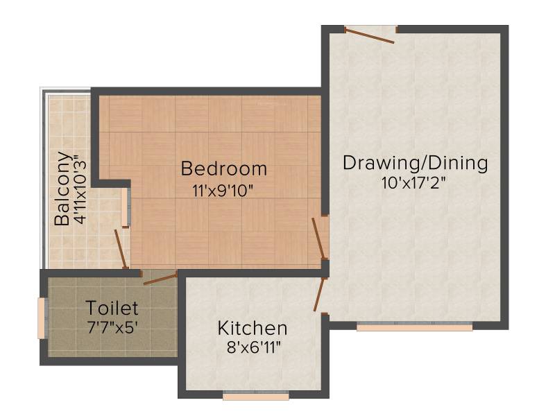 Aashish Acacia (1BHK+1T (614 sq ft) 614 sq ft)