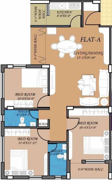 Multicon Aarbur Point (3BHK+2T (1,405 sq ft) 1405 sq ft)