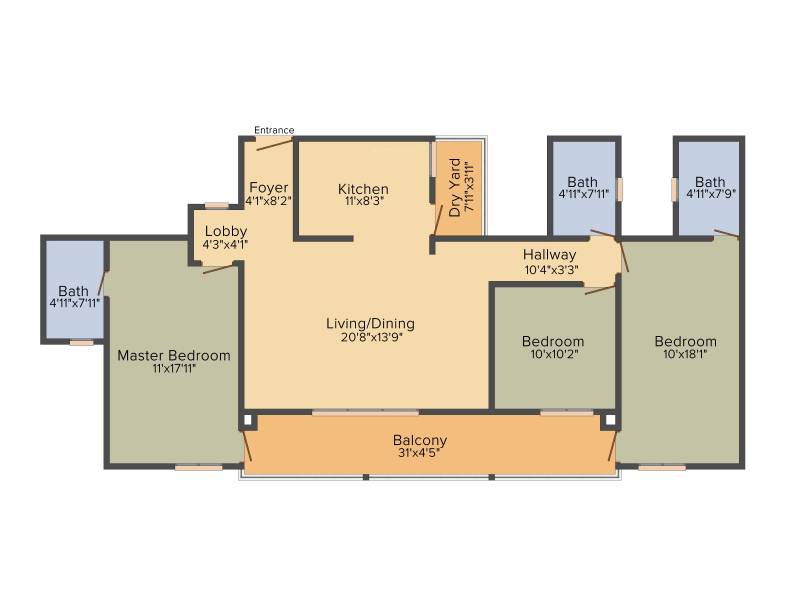 Oceanus Tranquil (2BHK+2T (1,334 sq ft) 1334 sq ft)
