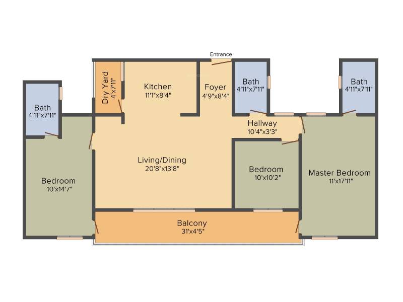 Oceanus Tranquil (2BHK+2T (1,331 sq ft) 1331 sq ft)