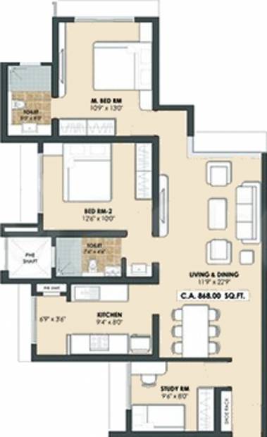Neptune Complex (2BHK+2T (1,045 sq ft) 1045 sq ft)