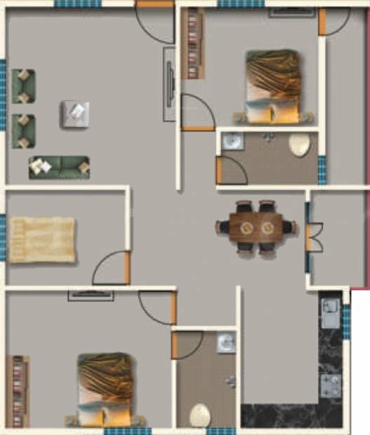 Synergy Sunshine (3BHK+3T (1,357 sq ft) 1357 sq ft)