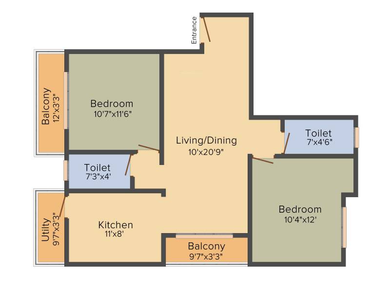 MS MM Opulent (2BHK+2T (1,045 sq ft) 1045 sq ft)