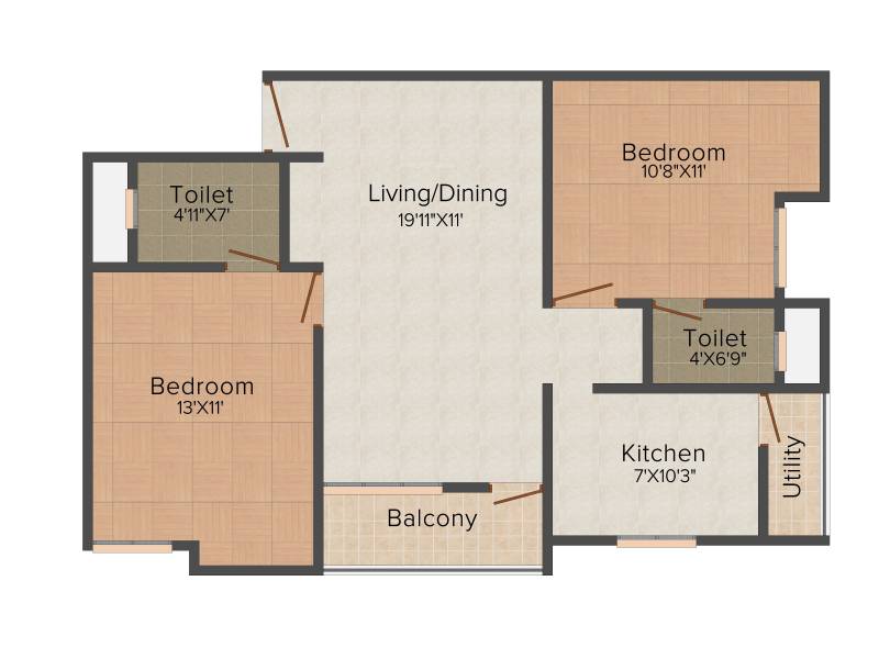 SSB Shri Shivasai Towers (2BHK+2T (1,006 sq ft) 1006 sq ft)