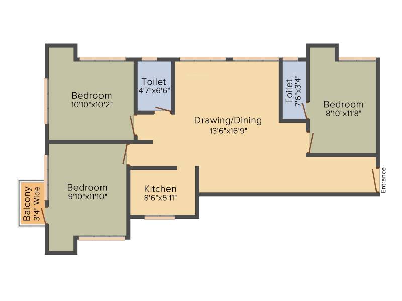 Meharia Windsor Midland (3BHK+2T (1,185 sq ft) 1185 sq ft)