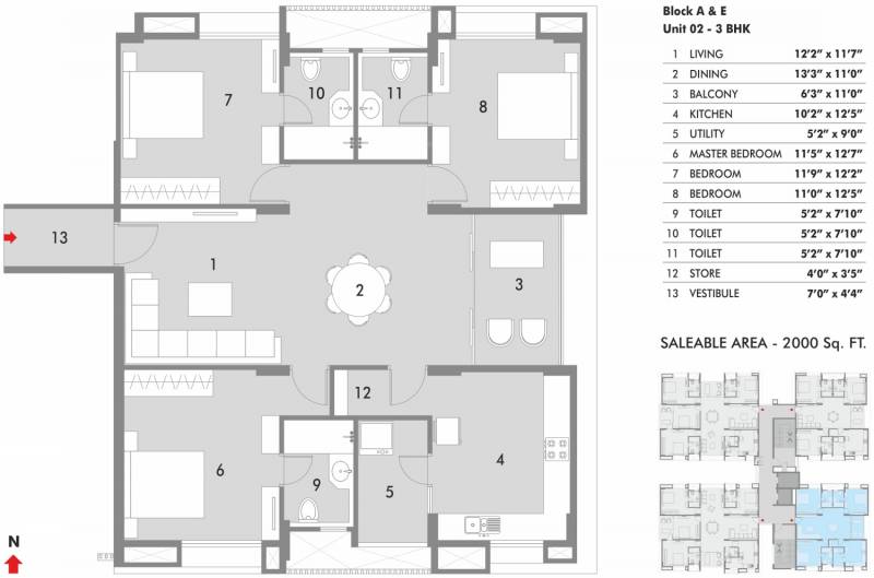 Pacifica Hillcrest (3BHK+3T (2,000 sq ft) 2000 sq ft)
