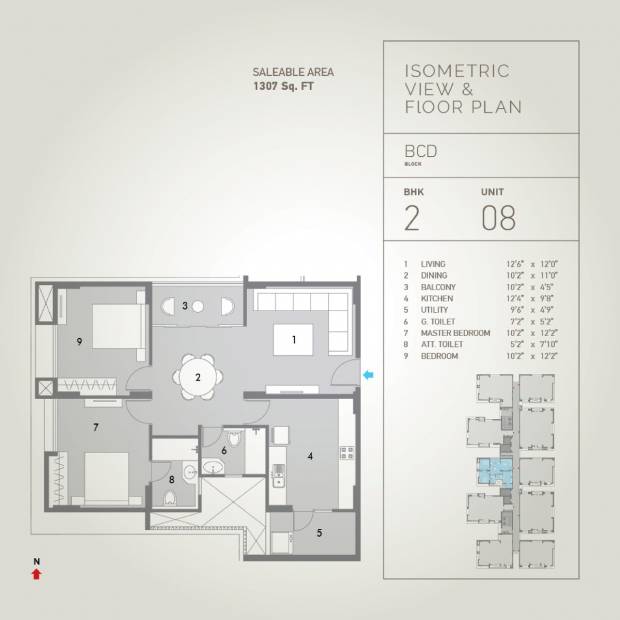 Pacifica Hillcrest (2BHK+2T (1,307 sq ft) 1307 sq ft)