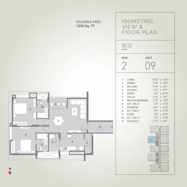 Pacifica Hillcrest (2BHK+2T (1,398 sq ft) 1398 sq ft)