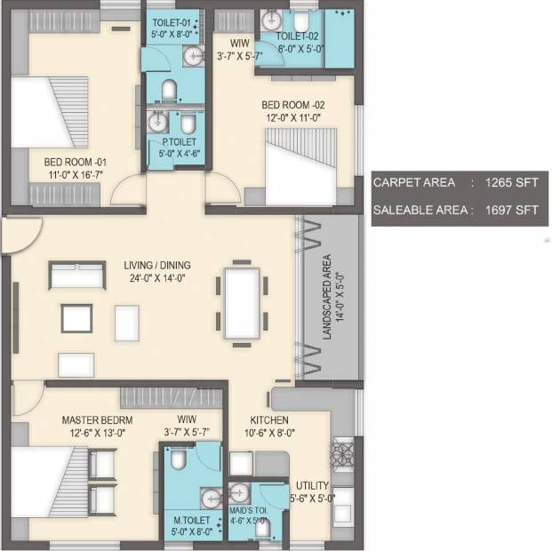 Inner Glory Fields (3BHK+3T (1,697 sq ft) 1697 sq ft)