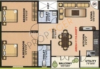 PNR SLV Hights (2BHK+2T (1,116 sq ft) 1116 sq ft)