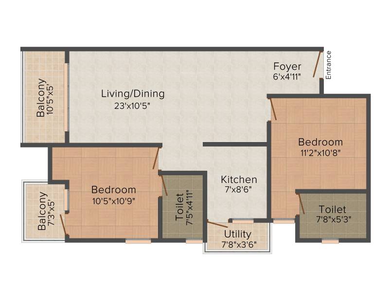 Saibya Senary (2BHK+2T (1,051 sq ft) 1051 sq ft)