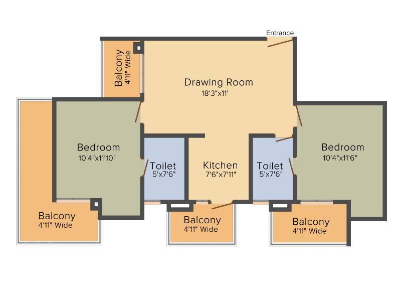 Rishabh Iris Tower (2BHK+2T (1,130 sq ft) 1130 sq ft)