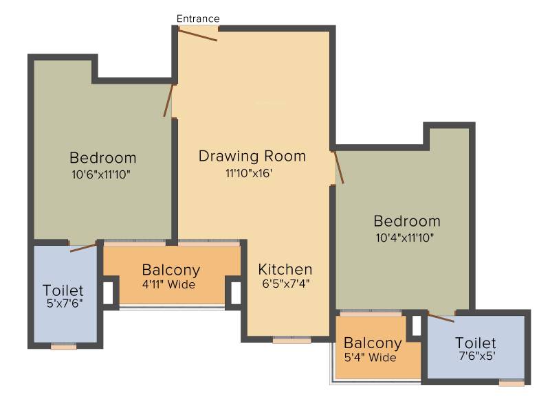 Rishabh Iris Tower (2BHK+2T (946 sq ft) 946 sq ft)