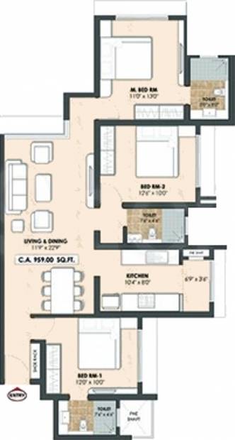 Neptune Complex (3BHK+3T (1,200 sq ft) 1200 sq ft)