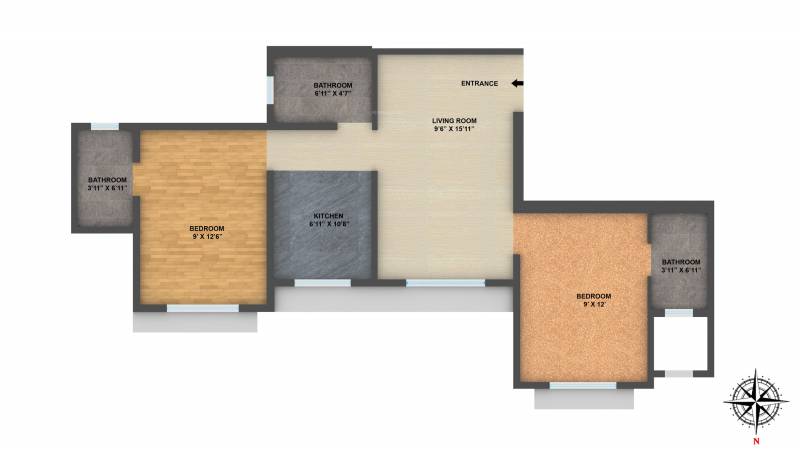 Chandak Sparkling Wings (2BHK+2T (870 sq ft) 870 sq ft)