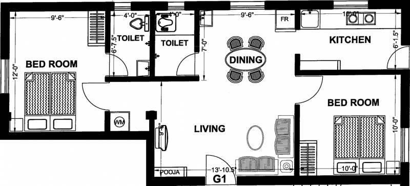 Afraah Spring Field (2BHK+2T (774 sq ft) 774 sq ft)