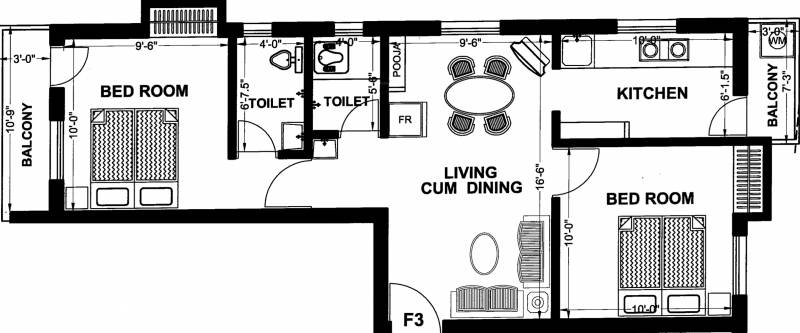 Afraah Spring Field (2BHK+2T (775 sq ft) 775 sq ft)