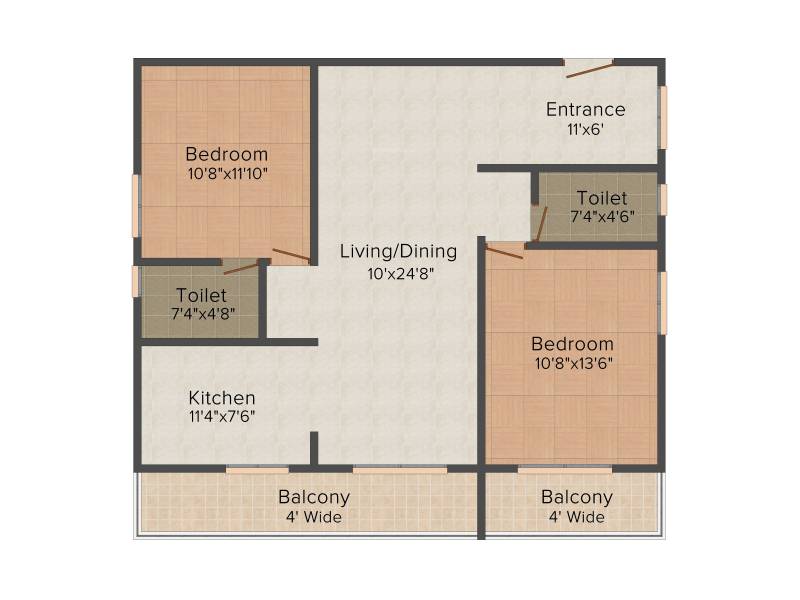 Pioneer Evoque (2BHK+2T (1,200 sq ft) 1200 sq ft)