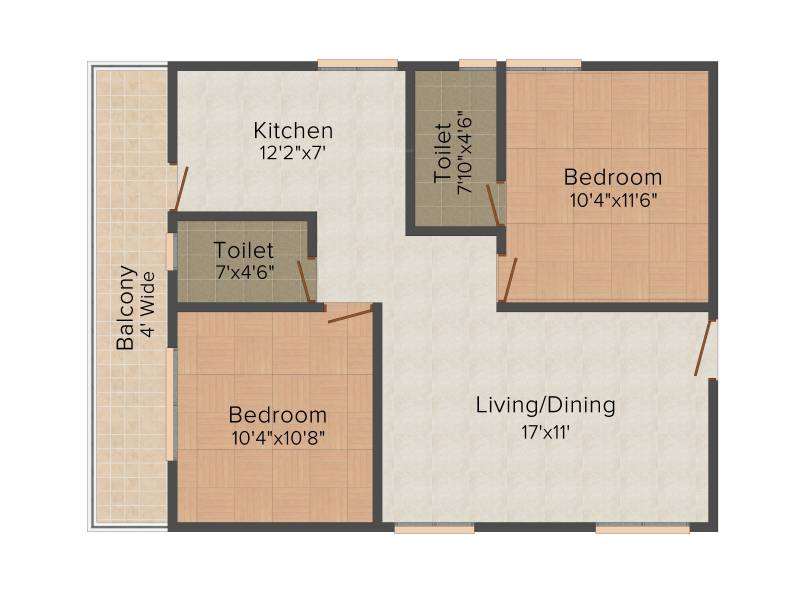 Pioneer Evoque (2BHK+2T (956 sq ft) 956 sq ft)