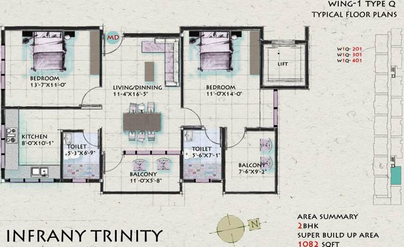 Infrany Trinity (2BHK+2T (1,082 sq ft) 1082 sq ft)