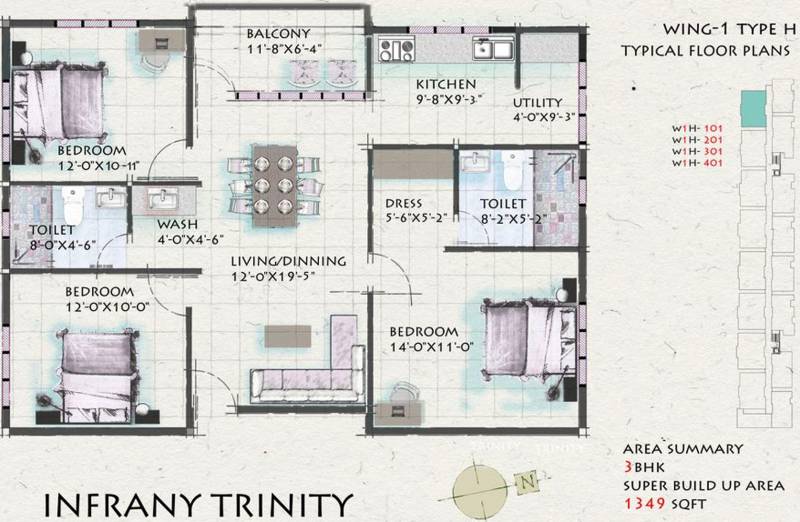 Infrany Trinity (3BHK+2T (1,349 sq ft) 1349 sq ft)