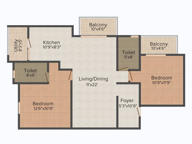 Nakshatra Celestia (2BHK+2T (1,230 sq ft) 1230 sq ft)