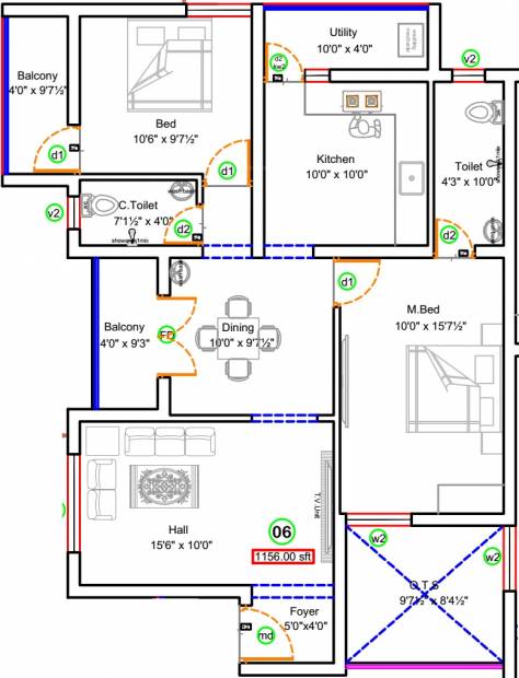 Sree Daksha Yagnya (2BHK+2T (1,156 sq ft) 1156 sq ft)