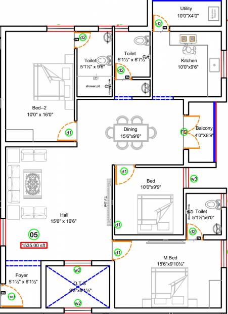 Sree Daksha Yagnya (3BHK+3T (1,535 sq ft) 1535 sq ft)