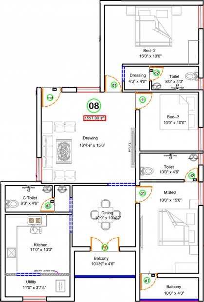 Sree Daksha Yagnya (3BHK+3T (1,597 sq ft) 1597 sq ft)