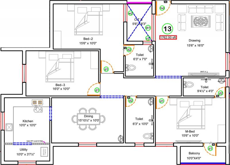 Sree Daksha Yagnya (3BHK+3T (1,762 sq ft) 1762 sq ft)