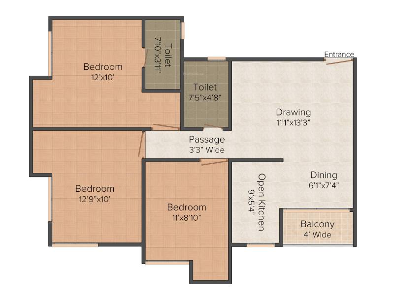 Purti Planet (3BHK+2T (1,156 sq ft) 1156 sq ft)