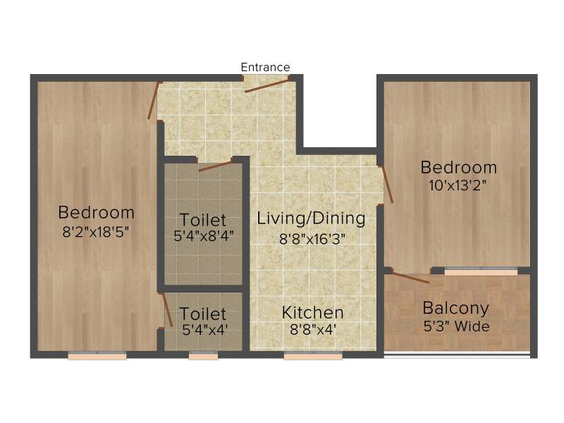 Ruby Neel Deganta (2BHK+2T (804 sq ft) 804 sq ft)