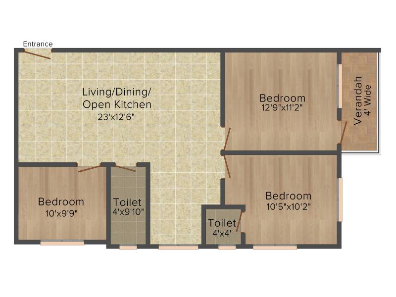 Ruby Neel Deganta (3BHK+3T (1,064 sq ft) 1064 sq ft)