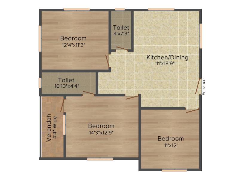 Ruby Neel Deganta (3BHK+3T (1,140 sq ft) 1140 sq ft)