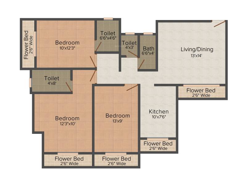 Gopal Krishna Heights (3BHK+3T (1,295 sq ft) 1295 sq ft)