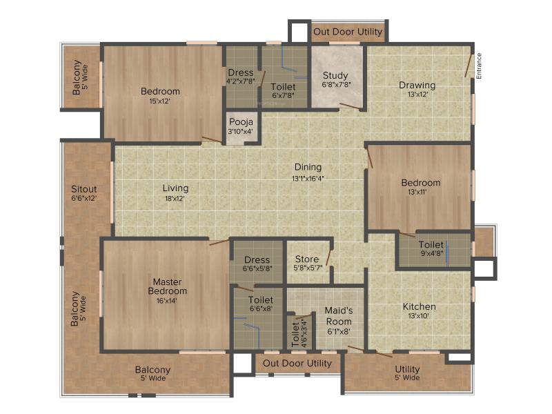 Aparna Westside (3BHK+4T (2,800 sq ft)   Study Room 2800 sq ft)