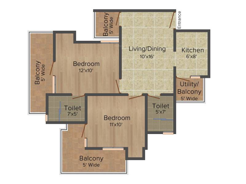 Vanshi Royal Dwarka Residency (2BHK+2T (1,005 sq ft) 1005 sq ft)