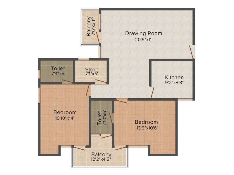 Fairdeal Indraprastha Landmark (2BHK+2T (1,318 sq ft) 1318 sq ft)