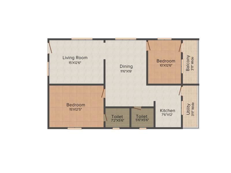 Pratyusha Aksharas Meadows (2BHK+2T (1,385 sq ft) 1385 sq ft)