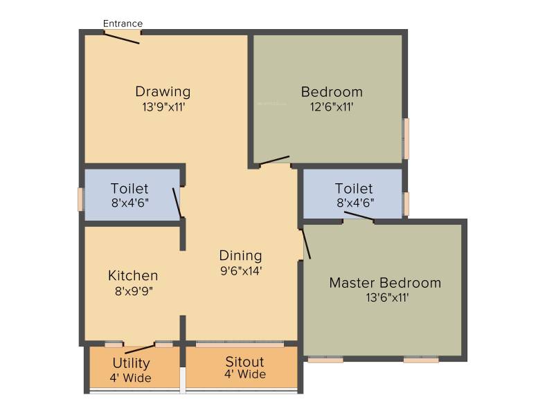 Saroj Daffodils (2BHK+2T (1,100 sq ft) 1100 sq ft)