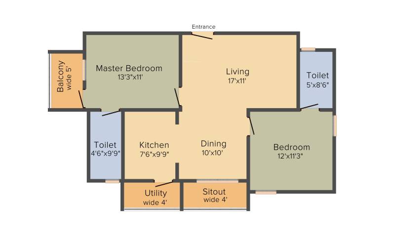 Saroj Daffodils (2BHK+2T (1,170 sq ft) 1170 sq ft)