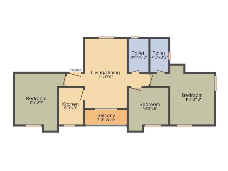 BCT Sonar Sansar (3BHK+2T (1,268 sq ft) 1268 sq ft)
