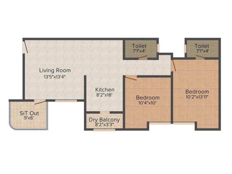 Enerrgia Celia (2BHK+2T (982 sq ft) 982 sq ft)
