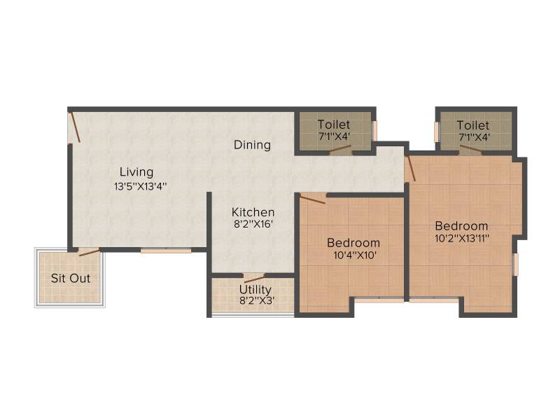 Enerrgia Celia (2BHK+2T (991 sq ft) 991 sq ft)
