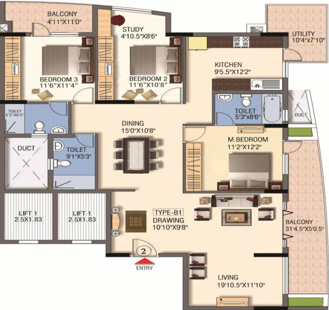 Mantri Global Heights (3BHK+3T (1,990 sq ft) 1990 sq ft)