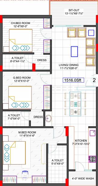 Aryamitra Aryamitra Grasshopper (3BHK+3T (1,516 sq ft) 1516 sq ft)