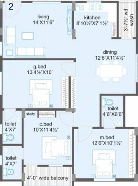 Hanuma Sridhara and Srinadha Residency (3BHK+3T (1,490 sq ft) 1490 sq ft)
