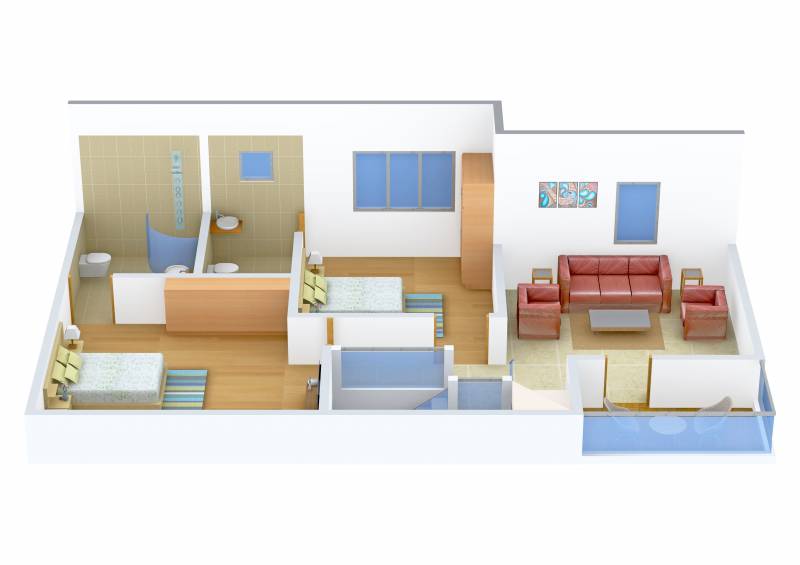 Aurelia Palm Vistas (3BHK+3T (1,850 sq ft) 1850 sq ft)